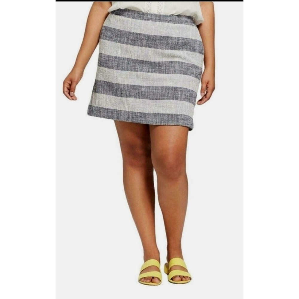 A New Day Navy striped mini skirt Navy & Gray Size 2X